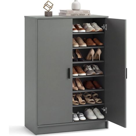 Zapatero de 2 puertas 75x101 cm Liam Gris Grafito (ancho) x 101cm (alto) (1/5)