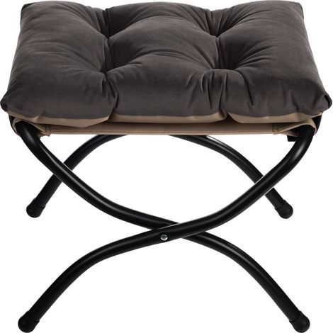 Klappbare Fußstütze fürs Wohnzimmer, Sofa-Fußstütze aus Metall, Garten-/Balkonhocker, kleiner Samt-Ottomane, Dunkelgrau (1/5)
