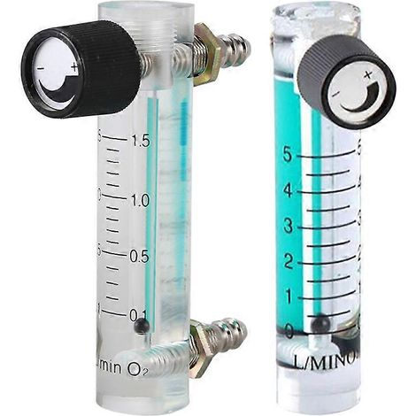 Lot de 2 débitmètres d'oxygène avec vanne de régulation pour gaz oxygène/air, 0,1-1,5 l/min (1,5 l) et 0,1-5 l/min (1 l) (1/5)