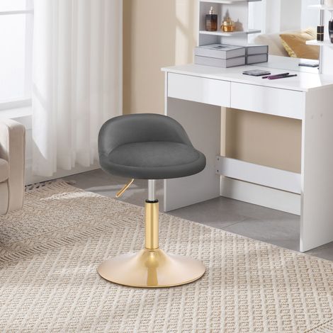 1x Barhocker, Drehbare Barstuhl, Thekenhocker mit Rückenlehne, Höhenverstellbar, Drehhocker Schminkhocker aus Samt, für Wohnzimmer Schlafzimmer, Dunkelgrau (1/5)