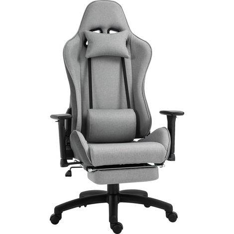 Ergonomischer Bürostuhl mit verstellbaren Armlehnen, abnehmbarem Kopf- und Lendenkissen, Wippfunktion, Grau
