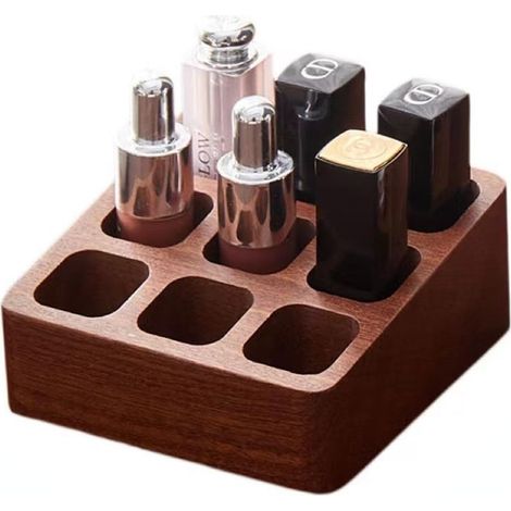 Boîte de rangement en bois pour rouges à lèvres, présentoir multifonctionnel pour accessoires cosmétiques (1/5)