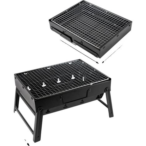 Gril BBQ Portable, Cuisson au Charbon, Design Pliable, noir (1/2)