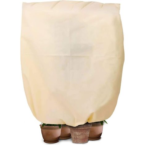 Protection hivernale pour plantes, sac de protection des plantes pour plantes en pot 240 x 200 cm avec cordon de serrage et disque de paillis de noix de coco