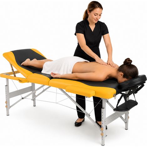 Tumbona de masaje mesa de masaje banco de masaje banco cosmético camilla de belleza 3 zonas plegable portable (1/5)