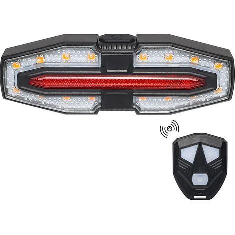 Clignotant de vélo rechargeable avec télécommande pour signaler et assurer la sécurité lors des changements de direction.-AquaForge (1/5)
