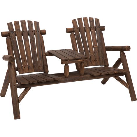 Banco de jardín con mesa central de madera de abeto marrón 157 x 88 x 103 cm HOMVRA (1/5)