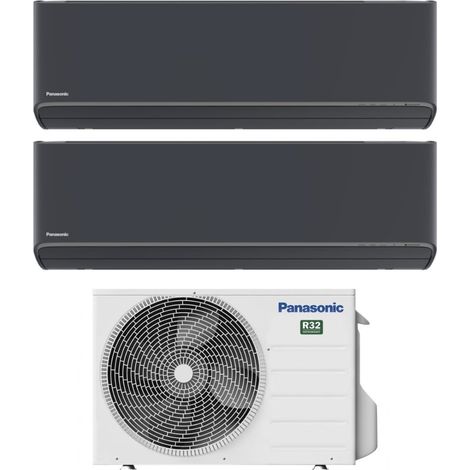 Panasonic Dual Split Inverter-Klimagerät Serie Etherea Dark 9+12 mit CU-2Z50TBE R-32 Wi-Fi Integrated Farbe Graphit Grau 9000+12000
