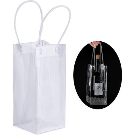Lot de 6 sacs cadeaux rectangulaires transparents en PVC avec poignées pour la Saint-Valentin, petits sacs fourre-tout pour bouquets, sacs d'emballage cadeau, sacs à main pour Thanksgiving, an (1/5)