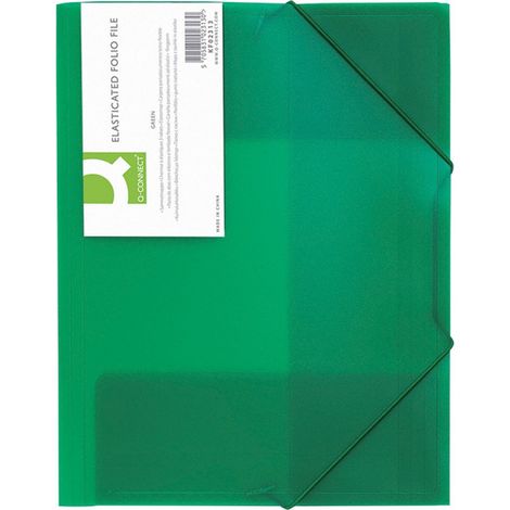 Cartella con elastico Q - Connect A4 3 alette 400 micron Verde trasparente KF02313