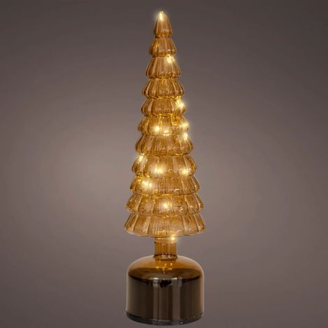 Albero di Natale girevole in vetro marrone con micro LED (1/2)