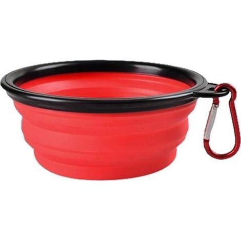 Rouge / 350ml (13x9x5.5cm) Foldable Silicone Pet Bowl, Portable Food Container for Dogs and Cats