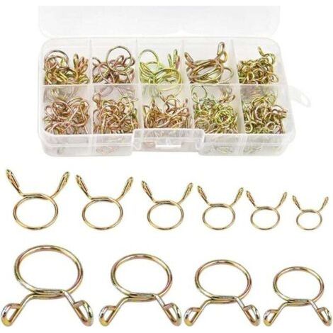 126 Pièces Clip à Ressort Tuyau Serre-Joints, 5-14 mm Colliers de Serrage à Ressort Collier Serrage Durite Essence Colliers de Serrage de Tuyau de Carburant pour Eau Tuyaux, Silicone Tubes