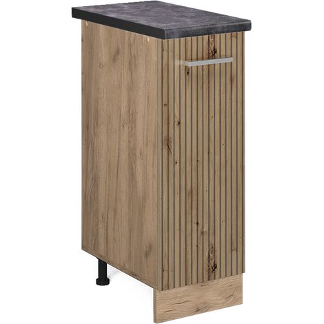 Armadio cucina dispensa alto R-Line, Rovere artigianale, 30 cm , PL Antracite, Vicco
