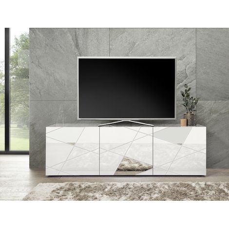 Meuble TV VITTORIA blanc laqué 181 cm