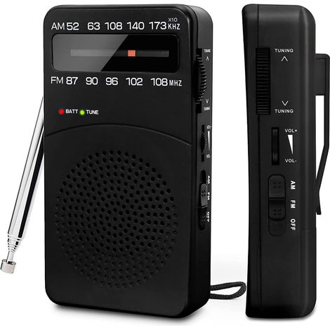 Radio Transistor - UKW FM AM - Alimenté Piles - Avec Clip Arrière et Lanière - Portable Compact - Pour Extérieur, Balade, Séniors - 1 Pièce (1/5)