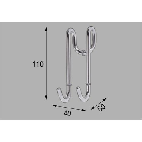 Support de paroi de douche à 2 crochets, en métal chromé, pour fixation sur verre.