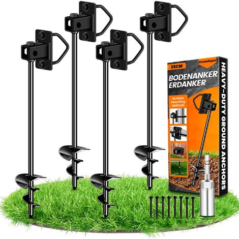 Lot de 4 ancrages au Sol à Visser pour Trampoline – Kit d'ancrage (1/5)
