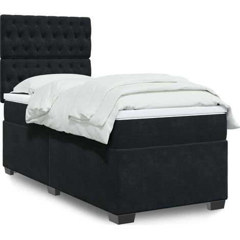 Boxspringbett mit Matratze Schwarz 80x200 cm Samt (1/5)