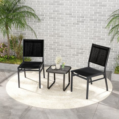 2 Pièces Chaises Terrasse Extérieures Jardin Sans Accoudoirs Siège Dossier Respirants Aluminium Noir CWXT3546 DESIGN IN (1/3)