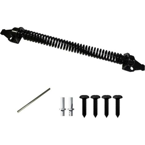 Ressort de porte à fermeture automatique en acier carbone noir, kit ferme-porte pour portail de jardin et verger avec régulateur (1/4)