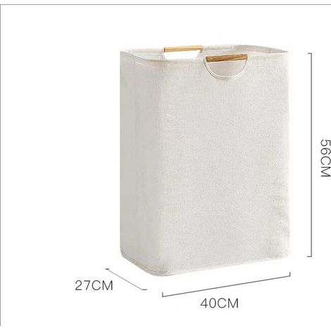Panier à linge pliable 60L Panier à linge pliable panier rangement salle de bain avec poignée, panier a linge pour chambre à coucher, salle de bain, dortoir, buanderie,Beige(56×40×27 cm) (1/4)