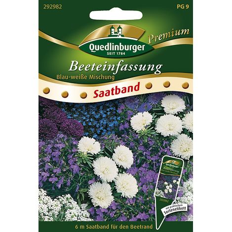 Quedlinburger Saatgut – Bordure de massif bleu et blanc en mélange – Ruban de semis 6 mètres, hauteur env. 30 cm