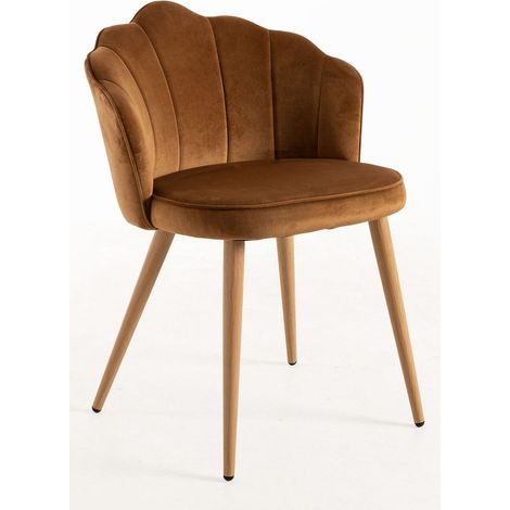 Sillas Comedor - Silla Blume Terciopelo - Marrón Claro