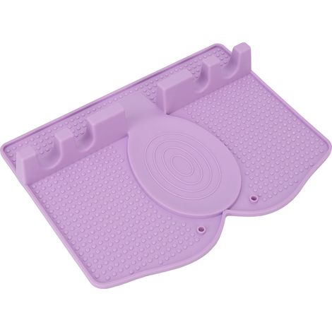Hitzebeständige und rutschfeste Silikon-Utensilienablage mit tropffester Unterlage für Küchenutensilien (Löffel, Zangen usw.), helllila (1/5)