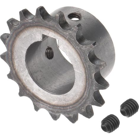 Pignon de Chaîne à Rouleaux DIN/ISO 06B 17 Dents Argenté Engrenage d'Entraînement de Moteur, Acier au Carbone A3, Diamètre d'Alésage de 25 mm x Pas de 3/8", pour Machines (1/5)