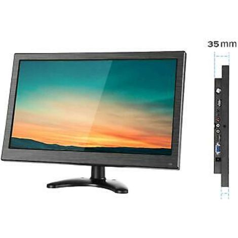 Monitor 13.3" Hd Per Telecamere Display Led Hdmi-Vga-Bnc-Usb-Av