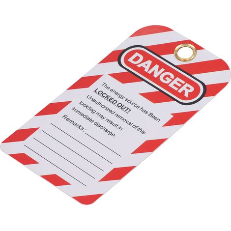 Kit de 20 étiquettes de consignation/déconsignation en PVC réutilisables, panneaux de signalisation de sécurité rouge (1/5)