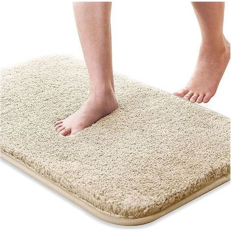 Tapis de bain, tapis de bain absorbant et antidérapant, tapis de bain doux et agréable pour la peau, tapis de bain lavable, 50x80 cm, (beige) (1/5)