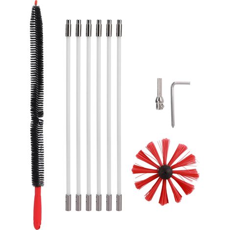 Brosses pour l'intérieur des conduits de cheminée, sèche-linge, kit de nettoyage flexible et pliable, pièces pour perceuse électrique (1/5)