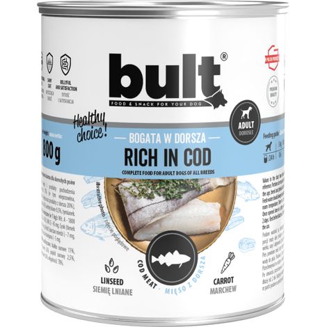 BULT Reich an Kabeljau - Nassfutter für Hunde - 24 x 800 g