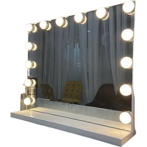 Kit d'éclairage miroir avec 14 ampoules pour coiffeuse, miroir LED Hollywood à intensité variable, éclairage de coiffeuse USB avec interrupteur (1/4)