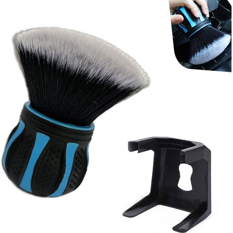 Brosse de nettoyage pour voiture, ultra douce, brosse de brillance des pneus avec support de rangement, outil de nettoyage intérieur, outils de beauté universels pour la plupart des voitures (1/5)
