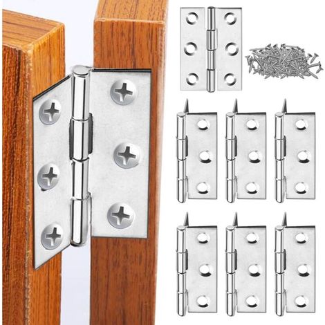 200 bisagras de acero inoxidable para muebles, 44 x 32 x 1 mm, resistentes a la corrosión, de alta resistencia, con tornillos para cajas, armarios, ventanas, cajones y puertas de armarios.