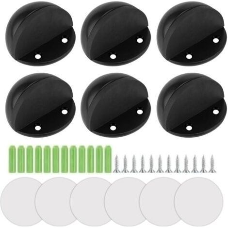 Juego de 6 topes de puerta con topes de goma, adhesivo y tornillos incluidos, para puertas y suelos duros. (1/5)