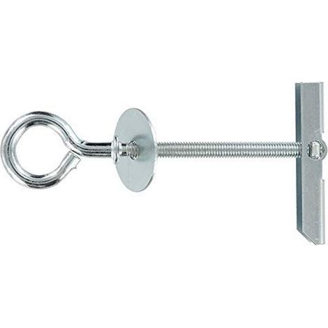 Cheville à Bascule avec Piton, 6mm x 125mm, 70mm Parois Maxi, Gris, Boîte de 10