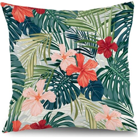 Housse de coussin fleurs papillon printemps, décoration canapé,45×45cm (1/5)