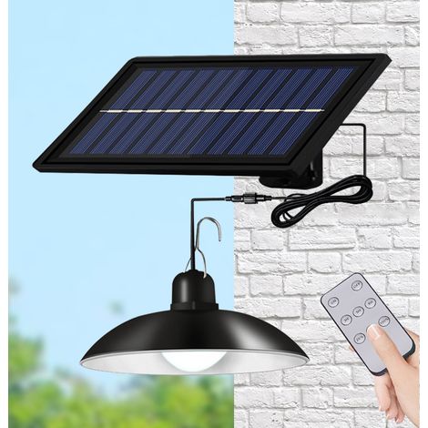 Lustre solaire 30 LED super lumineux retro ampoule lumiere 3 luminosite telecommande lumiere blanche IP65