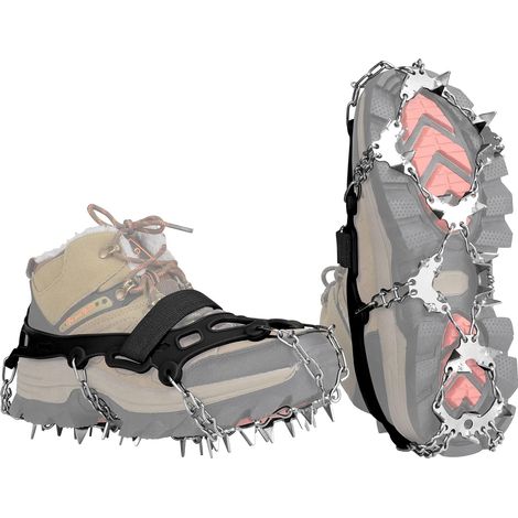 Crampons, 32 Dents Ice Traction Anti-Slip Snow Grips pour Bottes Chaussures pour la Marche, la randonnée, l'escalade, la pêche et l'alpinisme (1/5)