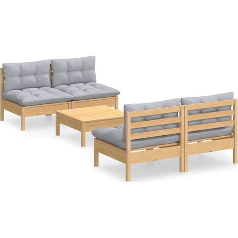 Maison Exclusive - 5-tlg. Garten-Lounge-Set mit Grauen Kissen Kie (1/5)