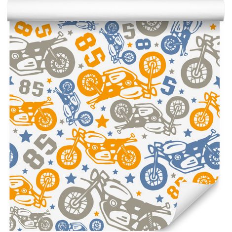 Papier peint motos colorées pour salon et chambre 50x1000 cm (1/5)