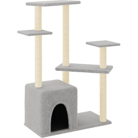 Tiragraffi per gatti Mobili per arrampicata su torre Tiragraffi Piattaforma da arrampicata con tiragraffi in sisal leggero 107,5 cm grigio 020022544