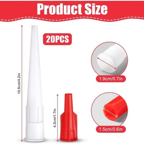Embouts de Cartouche, Lot de 20 Embouts de Rechange en Silicone Transparent, Embout Cartouche Silicone pour Pistolet Silicone, Buses D'étanchéité pour Cuisine, Ménage (1/4)