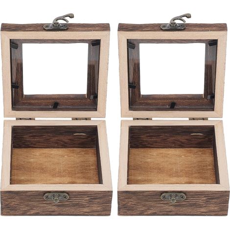 Boîte D'exposition Insectes 2pcs en Bois Marron Couvercle Transparent pour Collection et Présentation Extérieure Élégante et Polyvalente (1/5)