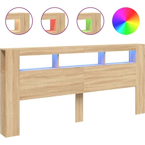 Maison Exclusive - Cabecero LED madera ingeniería roble Sonoma 22