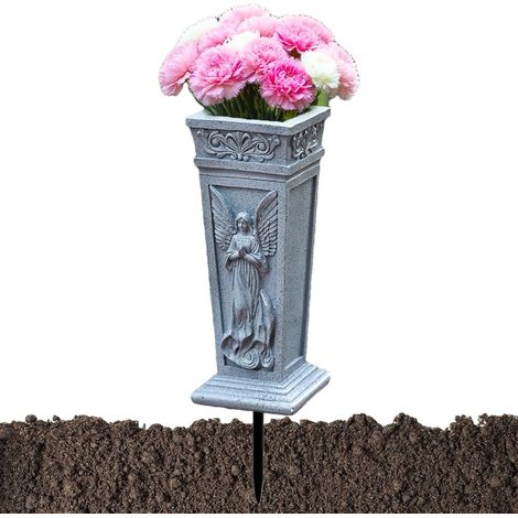 Vase à fleurs pour cimetière, anti-basculement avec piquet, (1/5)